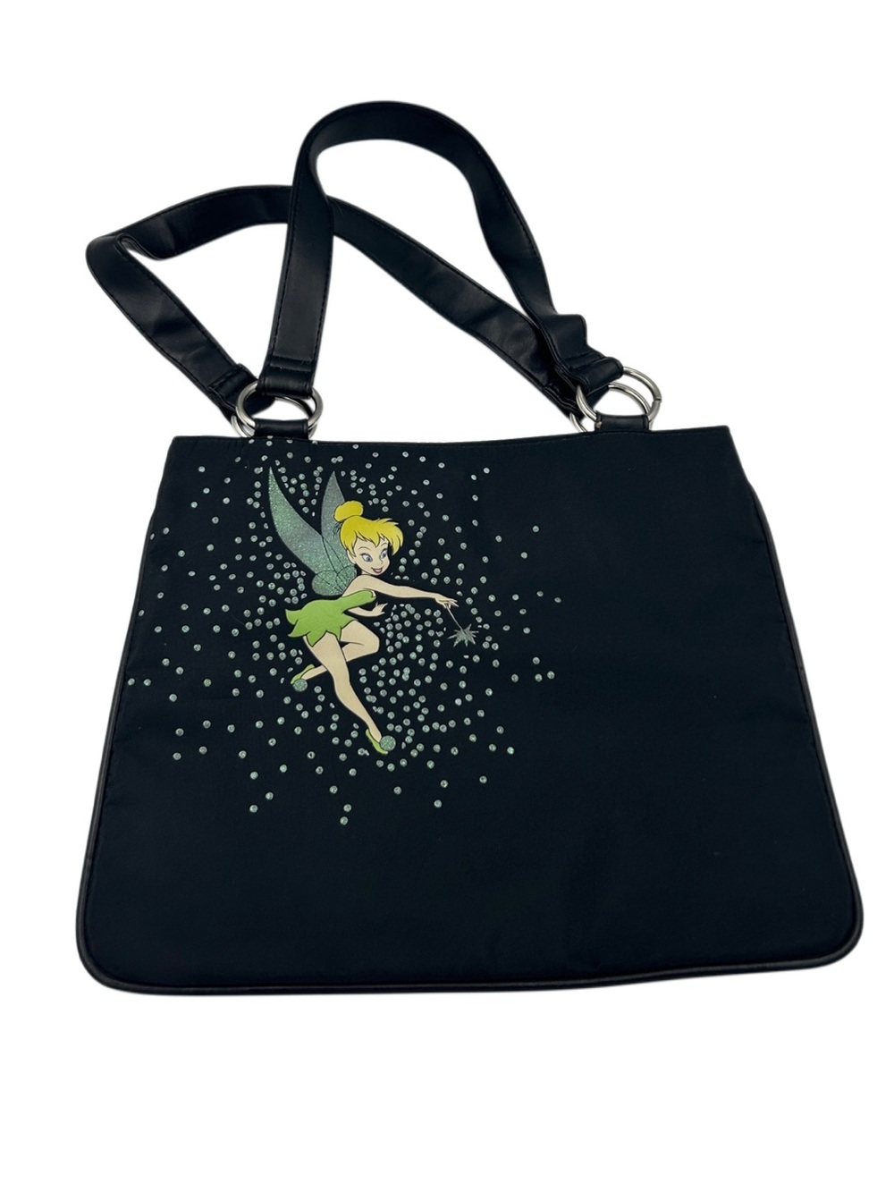 Vintage Y2K Disney Tinker Bell Glitter Black Shoulder Bag Purse